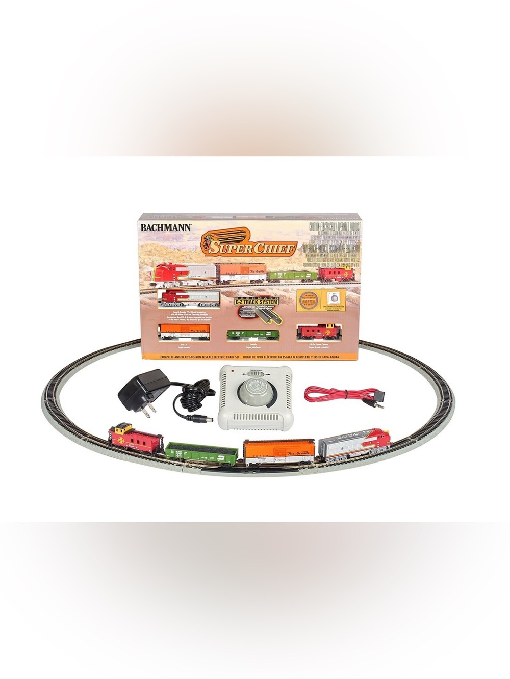 Bachmann Super Chief Electric Train Set - Red, Orange, Green, Silver Ready 2 Run